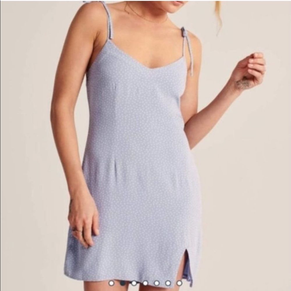 Abercrombie & Fitch Polka Dot Tie Strap Slip Mini Dress Size XS Blue White